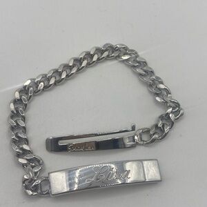 Bracelet Speidel Silvertone ID engraved LISA front DONALD back curb links 6.5”